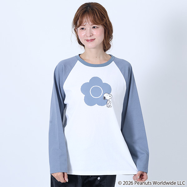 MARY QUANT×PEANUTS ラグランロング Tシャツ（ブルー）