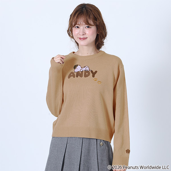 MARY QUANT×PEANUTS ニット プルオーバー（ブラウン）