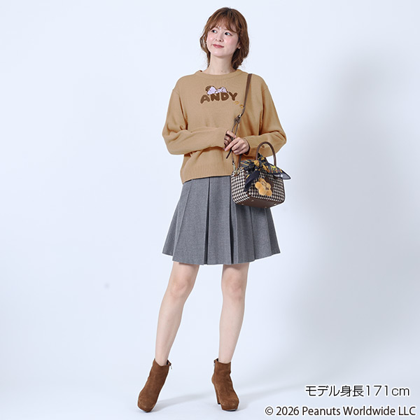 MARY QUANT×PEANUTS ニット プルオーバー（ブラウン）