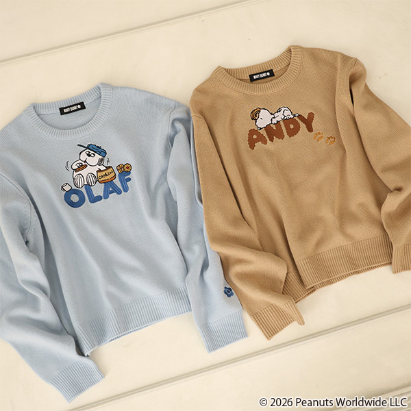 MARY QUANT×PEANUTS ニット プルオーバー（ブルー）