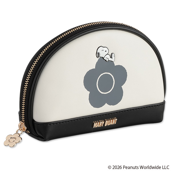 MARY QUANT×PEANUTS ラウンドポーチ（ブラック×ホワイト）