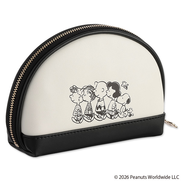 MARY QUANT×PEANUTS ラウンドポーチ（ブラック×ホワイト）