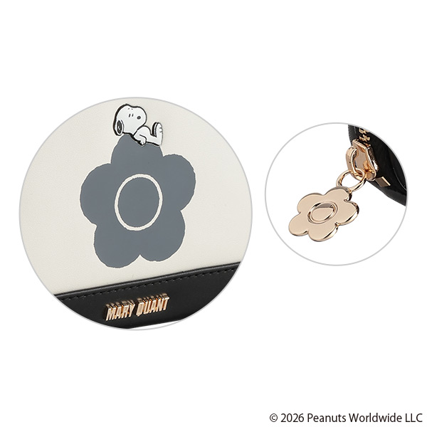 MARY QUANT×PEANUTS ラウンドポーチ（ブラック×ホワイト）