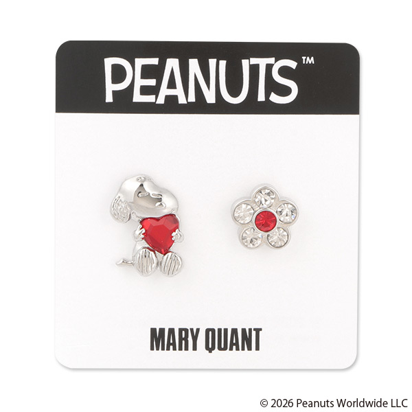 MARY QUANT×PEANUTS ハートビジュー ピアス（シルバー）