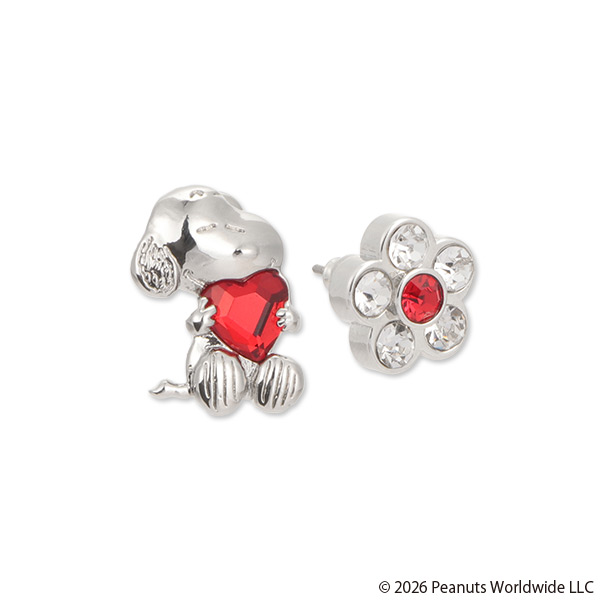 MARY QUANT×PEANUTS ハートビジュー ピアス（シルバー）