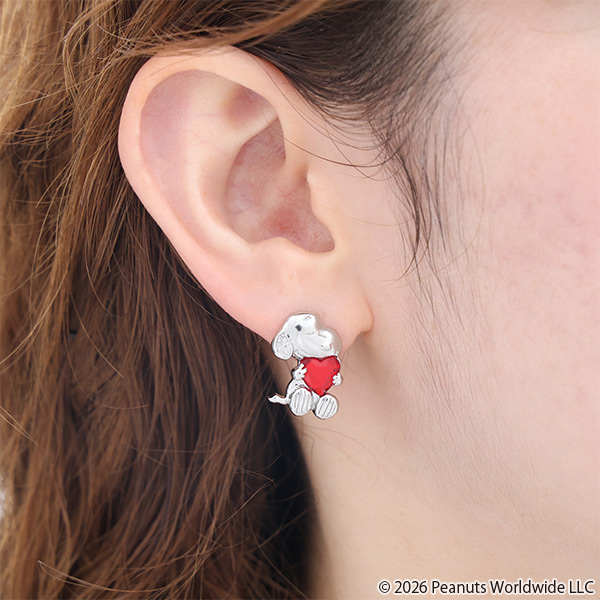 MARY QUANT×PEANUTS ハートビジュー ピアス（シルバー）