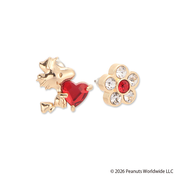 MARY QUANT×PEANUTS ハートビジュー ピアス（ゴールド）