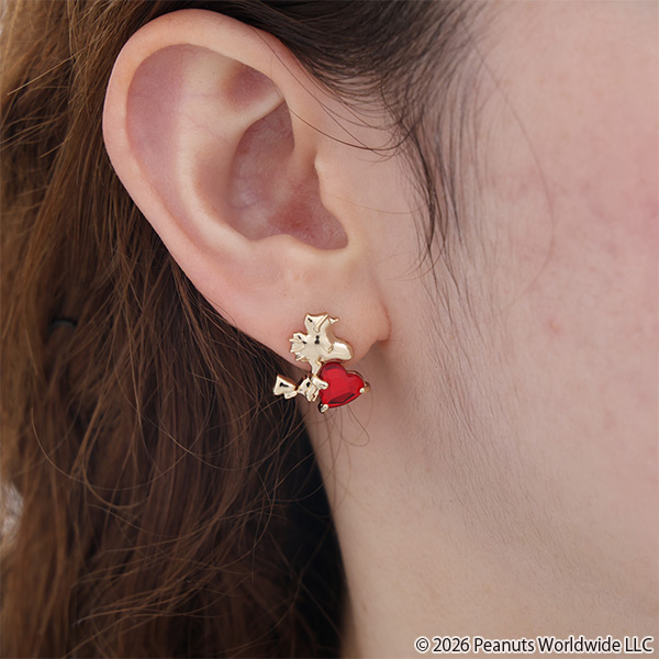 MARY QUANT×PEANUTS ハートビジュー ピアス（ゴールド）