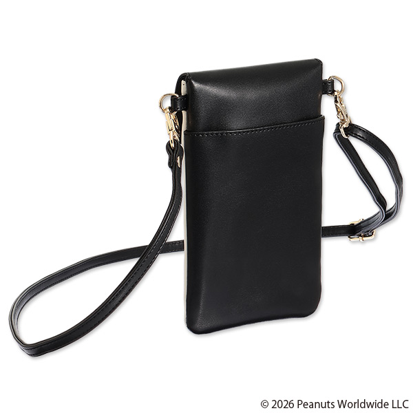 MARY QUANT×PEANUTS モバイルショルダー（ブラック×ホワイト）
