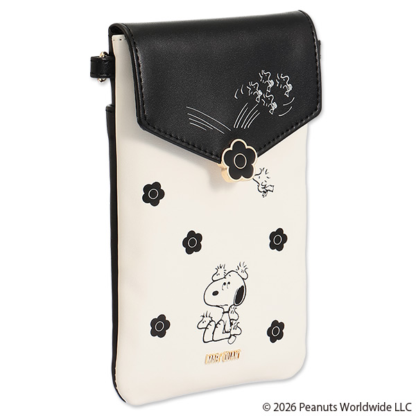 MARY QUANT×PEANUTS モバイルショルダー（ブラック×ホワイト）
