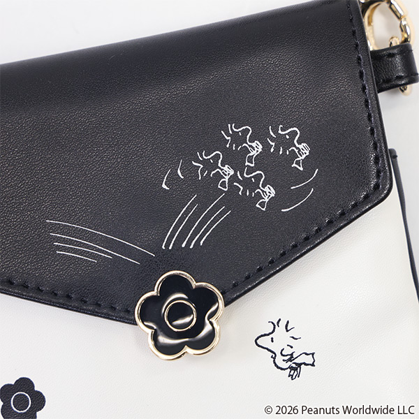 MARY QUANT×PEANUTS モバイルショルダー（ブラック×ホワイト）
