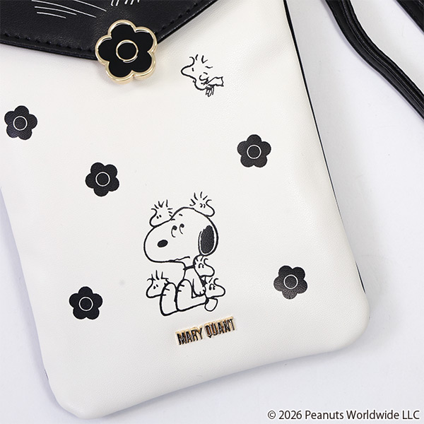 MARY QUANT×PEANUTS モバイルショルダー（ブラック×ホワイト）
