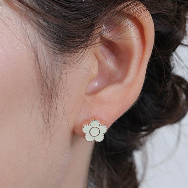 パールデイジーデュオ ピアス（ピンクゴールド）
