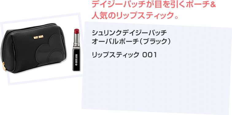 シュリンクデイジーパッチ / オーバルポーチ(ブラック)