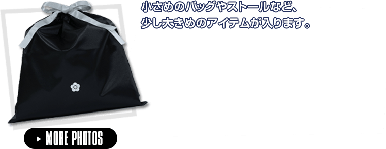 コスメやアクセサリー、ミニタオルなどが入ります。