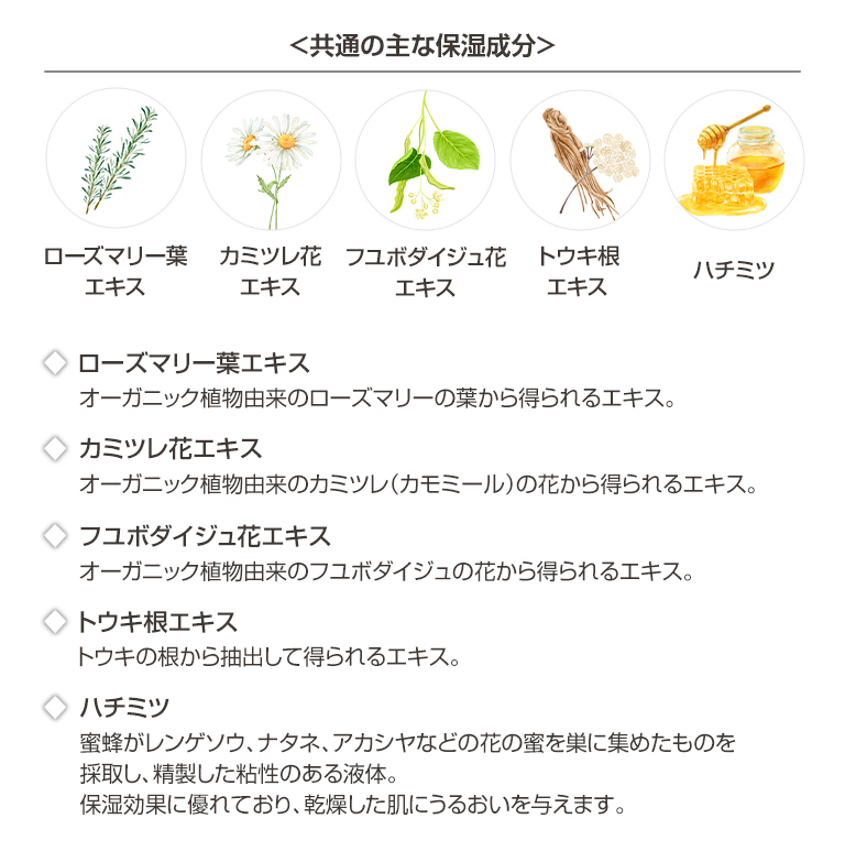 共通の主な保湿成分