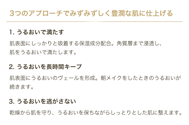 4. 高保湿　3つのアプローチでみずみずしく豊潤な肌に仕上げる