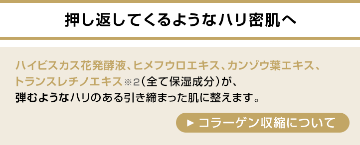 押し返してくるようなハリ密肌へ