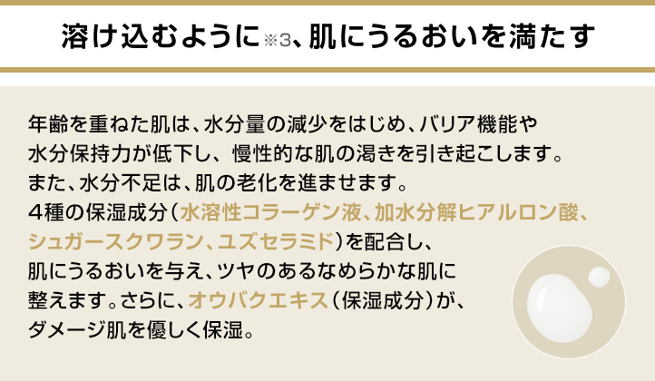 溶け込むように、肌にうるおいを満たす